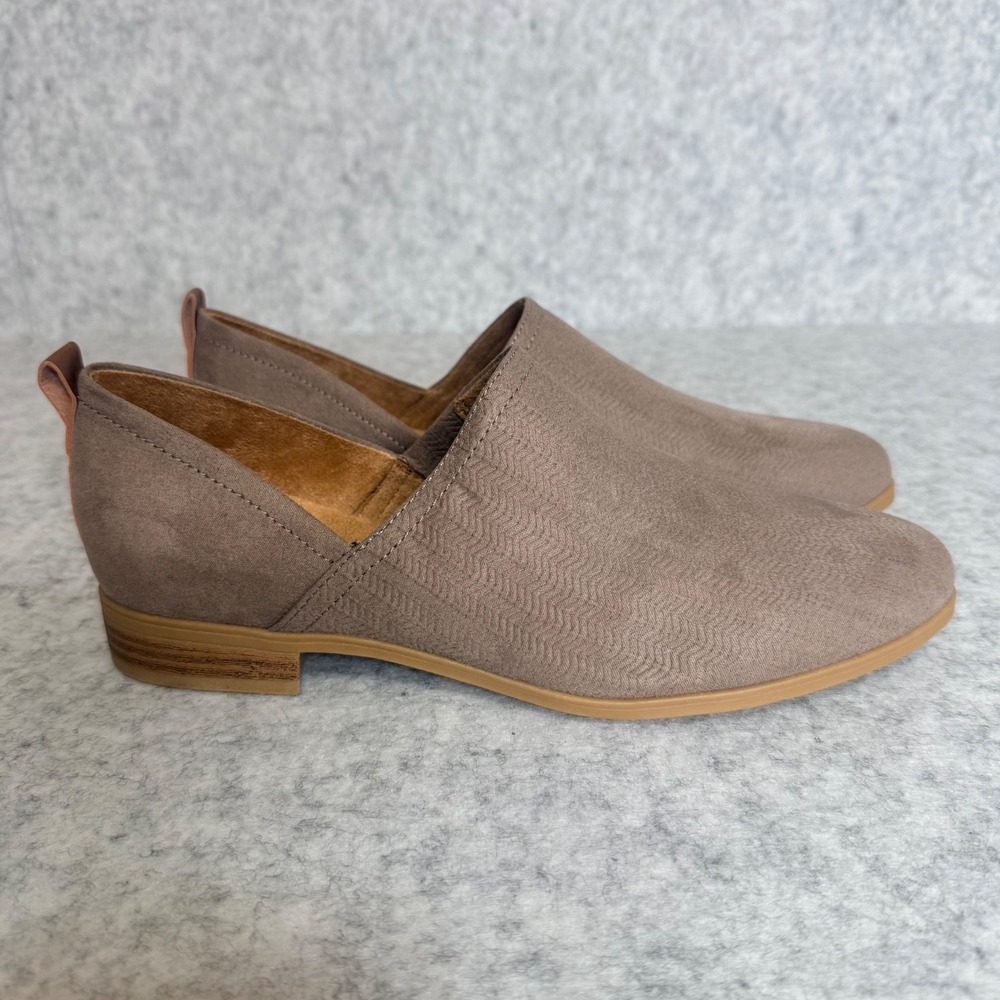 Dr. Scholl's Ruler Slip-On Loafers Women 9.5M Taupe Faux Suede Comfort Flats